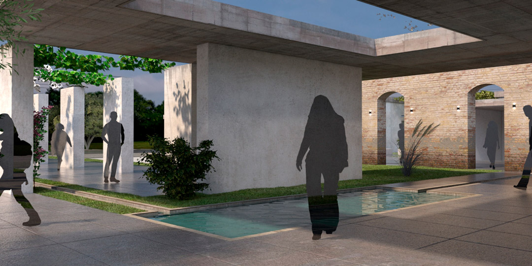 Render de la zona de pasillos y accesos